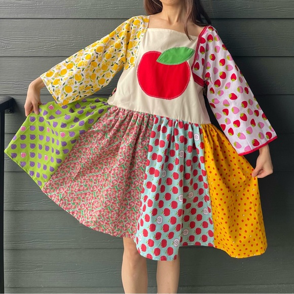 Handmade Fruit Paradise Flavorful Print Bandana Dress | SKU 11161 Apple - Picture 4 of 16